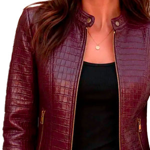 Chaqueta de Cuero con Grabado Croco para Mujer, Calidad Premium, Estilo Contemporáneo, Versátil, Duradera, Cómoda, Producción de Marca - Product Image 2
