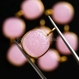 Colgante de Flor de Calcedonia Rosa Natural, Chapado en Oro Vermeil sobre Plata de Ley, Amuleto de Piedra Preciosa, Joyería Curativa, Precio al por Mayor, Suministro a Granel - Product Image 2