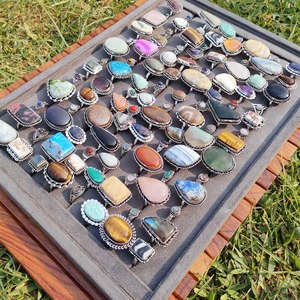 Best Selling Wholesale Assorted Gemstone <b>Rings</b> Natural Gemstone <b>Adjustable</b> Brass <b>Rings</b> Fashion Jewelry Supplier Bulk Jewelry - Product Image 1