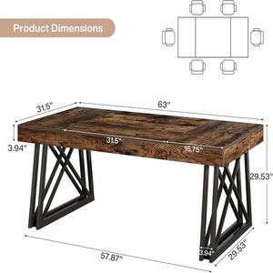 <b>Farmhouse</b> Kitchen <b>Dining</b> <b>Table</b> Dual-Use Office/Writing Desk with <b>Rustic</b> Style - Product Image 6