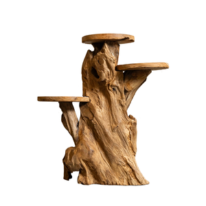 Support de présentation unique en racine de teck biologique ARTERRA, décoration artisanale de luxe en bois massif pour l'intérieur et l'extérieur, style rustique artisanal - Product Image 1