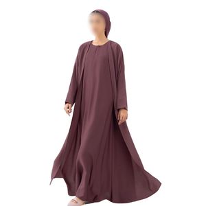 Vestido Abaya Modesto de Talla Grande con Hiyab, Conjunto de 2 Piezas, 3 Piezas con Cárdigan Interior Bordado, Abaya para Mujer - Product Image 5