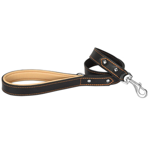 Genuine Leather Dog <b>Leash</b> Padded Handle 360° Rotating Metal Clasp Heavy Duty <b>Pet</b> Walking Lead Multi-Color OEM Wholesale - Product Image 3