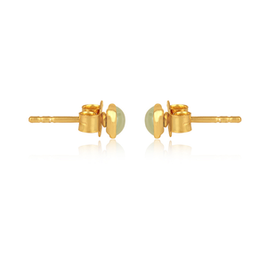 Classic Design Luxury <b>Stud</b> <b>Earrings</b> with Round Cut Prehnite 18K Gold Plated Over 925 Sterling <b>Silver</b> for Women - Product Image 2