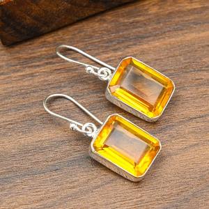 Pendientes de Topacio Miel Hechos a Mano con Diseño Moderno, Plata de Ley 925, Joyería de Piedras Preciosas Naturales, Regalo de Boda para Ella - Product Image 4