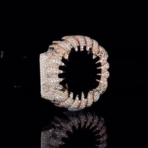 Kit de modification de boîtier de montre Diamond Venom givré, design octogonal de luxe, style Hip Hop affirmé, pour une mise à niveau de la montre. - Product Image 1