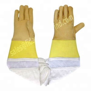 Venta caliente al por mayor Guantes de apicultura Nivel superior Cuero de vaca Apicultores Guantes protectores Guantes de cuero de Pakistán - Product Image 4