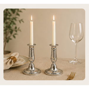 Juego de Portavelas Cónicos de Metal Plateado de Lujo, Candelabros de Estilo Victoriano Hechos a Mano para Centros de Mesa de Boda - Product Image 6