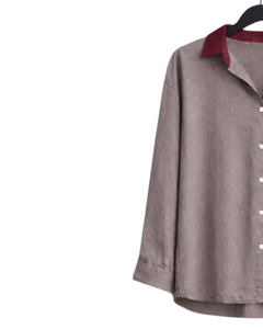 Ensemble deux pièces décontracté pour femme : chemise beige et pantalon large vert clair en lin, tenue d'été, fabricant de vêtements OEM sur mesure - Product Image 3