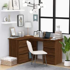 <b>Oak</b> <b>Corner</b> <b>Desk</b> 57.1"x39.4"x29.9" Brown Engineered Wood Computer <b>Desk</b> - Product Image 1
