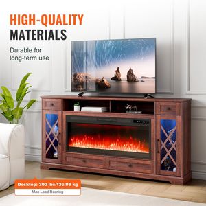 Pastoral 80\" Fireplace TV Stand Media Storage <b>Corner</b> with 42\" Fireplace Storage Drawers Cabinets <b>Console</b> <b>Table</b> 2 - Product Image 3