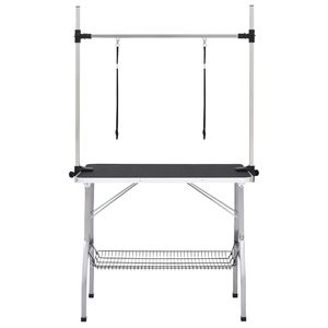 Mesa de Peluquería Canina Plegable Mediana, de Acero Inoxidable Negro, Productos para el Cuidado de Mascotas - Product Image 3