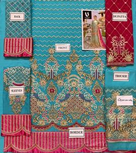 ชุดแต่งงานของปากีสถานชาวอินเดีย,เดรสผ้าชีฟองคอลเลกชันปี2021ปักแบบเย็บเองได้สำหรับเจ้าสาว Lehenga Sharara Barat - Product Image 3