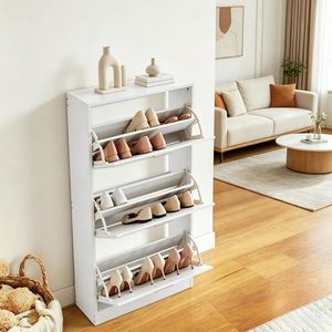 Mobiletto Portascarpe Moderno in MDF con Design Salvaspazio per Ingresso di Casa e Appartamento - Product Image 1