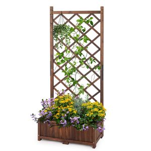 Fioriera da Giardino Esterna Alta 67 Pollici con Pannelli a Griglia, Fioriera Rialzata in Legno con Fori Decorativi - Product Image 3