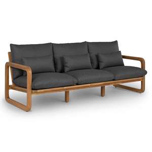 Sofá de Exterior con Estructura de Madera de Teca Sólida Resistente a la Intemperie, con Juego de Cojines Resistentes al Sol, para Hoteles, Resorts, Piscinas, Muebles Comerciales - Product Image 1