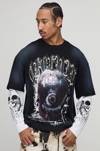 Camiseta Oversize Holgada para Hombre con Hombros Caídos, Estilo Casual Urbano, Algodón Pesado, Tendencia de Verano - Product Image 3