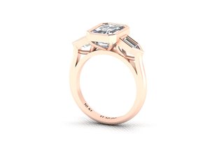 Premium Yellow White Rose Gold Silver Ladies <b>Ring</b> Emerald And Taper Cut 5 CTS Moissanite CVD Colour Stone <b>CZ</b> EGL Certified VVS2 - Product Image 3