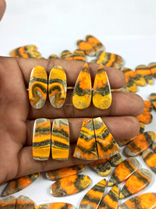 Bumble Bee Yellow Natural Gemstone Cabochon Pairs for Handmade <b>Earrings</b> Jewelry Making Supplies - Product Image 4