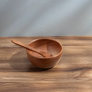Bol à glace en bois avec cuillère, poli et personnalisé, pour la restauration et la maison, idéal pour servir les aliments - Product Image 1