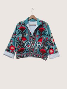 Abrigo con cuello mandarín floral bordado a mano, ropa exterior informal de algodón de manga larga, estilo primavera para mujer adulta - Product Image 3