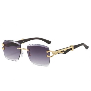 Gafas de Sol de Moda 2024 con Montura Metálica sin Aro y Estampado de Leopardo, Gafas de Sol de Lujo para Hombre con Protección Solar - Product Image 6