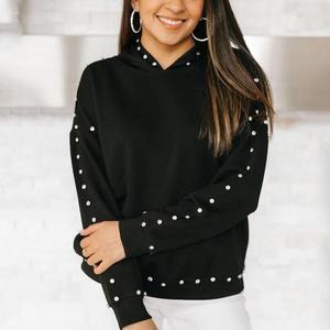 Service OEM – Nouveaux sweats à capuche respirants en coton et polyester à manches longues avec strass, design oversize pour l'hiver, personnalisables en noir - Product Image 2