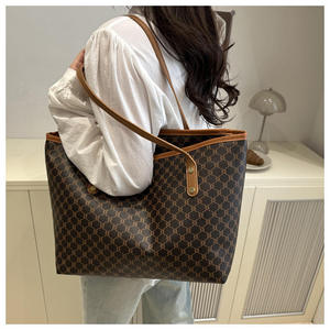 Women's Casual Tote Handbag Genuine Leather Large Capacity Portable Designer Golden Bridge Luxury Brand Two Quilted Polyester - Product Image 1