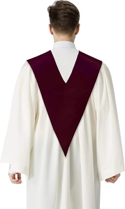 Étole de chœur unisexe en forme de V pour adultes, en satin de couleur riche, avec croix, pour uniforme de remise des diplômes scolaire et d'église, logo personnalisé, taille personnalisée - Product Image 3