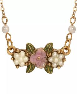 Collana con Fiore in Smalto Rosa e Perle Finte |   2028 - Product Image 2