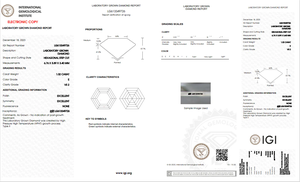 เพชรทรงหกเหลี่ยมเจียระไนแบบสเต็ปคัท น้ำหนักรวม 1.00 กะรัต คุณภาพระดับ Royal Asscher ผลิตในห้องปฏิบัติการ สี F ความสะอาดระดับ VVS ได้รับการรับรองจาก IGI รุ่น IGR61349726 - Product Image 2