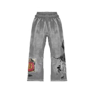 Ensemble de survêtement d'hiver grande taille pour homme avec pantalon évasé et empilé, et sweat à capuche, orné d'un patch brodé et d'une applique lettre imprimée sur mesure - Product Image 6