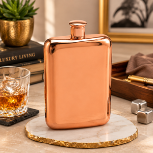Gourde de poche en cuivre de qualité supérieure 6oz, gourde à liqueur en acier inoxydable, gourde à whisky portable, cadeau pour hommes, cadeau pour les garçons d'honneur - Product Image 2