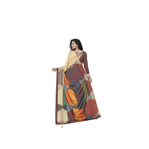 Sari en crêpe de soie imprimé numérique RN exclusif, vêtements ethniques indiens pour femmes, fournisseur en gros de saris imprimés - Product Image 4