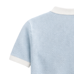 Polo de punto de nido de abeja azul claro para hombre, camisa de manga corta informal, ajustada, transpirable, de verano, a la moda, de primera calidad - Product Image 4