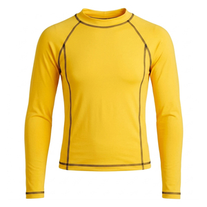 Unisex Full <b>Sleeve</b> Rash Guard Yellow Quick Dry Spandex Polyester Sport <b>Top</b> Adult <b>Swim</b> Wear UPF50+ Anti-Bacterial - Product Image 2
