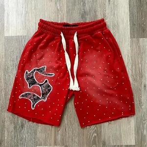 Nouveaux shorts décontractés en toile unie respirante pour hommes, taille haute élastique avec impression sérigraphiée, vente en gros - Product Image 5