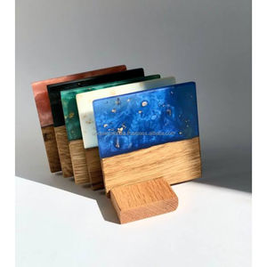 Posavasos de Piedra Personalizados para Regalos de Boda, Posavasos de Resina y Madera de Acacia para Bebidas, Portavasos al Mejor Precio - Product Image 3