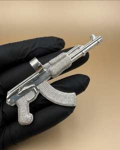 Colgante de Lujo para Hombre con Diamantes VVS Moissanite y Diseño de Pistola, Certificado GCI IDGL, Joyería de Moda Hip Hop, Plata 925 - Product Image 2