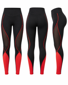 High Waist Color Blocked <b>Leggings</b> Full Length Stretch Knitted Sporty Women's Fitness Pants Black Orange Seamless Yoga Wear - Product Image 5