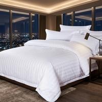 Ensemble de literie d'hôtel de luxe de qualité supérieure 100% coton à rayures de 3 cm, blanc, pour hôtels 5 étoiles, vente en gros de la marque Guangzhou JF
