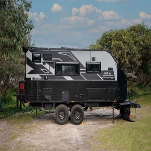 Remolque de Viaje Tipo Caravana Teardrop para 4 Personas, Diseño Moderno y Ligero, Color Blanco con Detalles Negros, Carrocería de Aluminio - Product Image 5