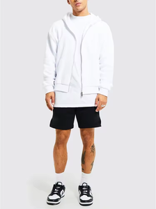 Sweat à capuche zippé en coton épais oversize, coupe décontractée à épaules tombantes, style streetwear unisexe, idéal pour l'hiver - Product Image 2