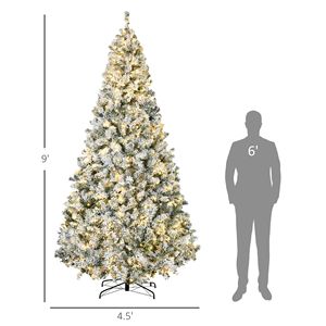 Albero di Natale Artificiale Innevato 1868, Alto 2,7m, Preilluminato con 600 Luci LED Bianco Caldo, Decorazione Natalizia Automatica - Product Image 6