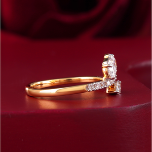 VVS2 & VS1 Marquise Lab Grown Diamond Halo Engagement <b>Ring</b> (<b>Two</b> <b>Stone</b>) in 14K Yellow & White Gold - Product Image 3