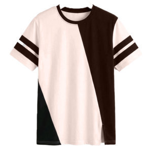 เสื้อยืดผู้ชาย คอโอ แขนสั้น ทรงปกติ สไตล์ลำลอง สีดำขาวตัดขอบ แต่งขอบด้วยผ้าถัก 100% ผ้าฝ้าย - Product Image 4