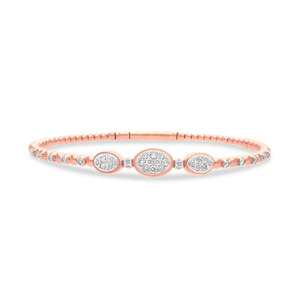 Beaded Station Multi-Cluster Oval Diamond <b>Bangle</b> <b>Bracelet</b> - Product Image 3