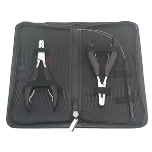 Kit de pinces pour extensions de cheveux en acier inoxydable, outil d'installation de micro-anneaux avec aiguille de traction pour extensions de cheveux à usage commercial - Product Image 3