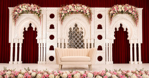 Moroccan Style Elegant 3D <b>Arch</b> Panels Wedding Stage Setup Custom Arabic Fiberglass Lightweight India - Product Image 2
