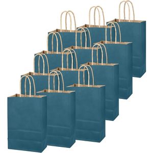 Sacchetti Regalo Classici Blu in Carta Tinta Unita con Manici, Confezione da 24 Pezzi, 21x15x8 cm, Sacchetti per Bomboniere - Product Image 1